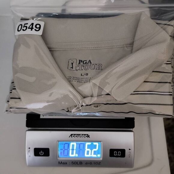 PGA Tour Stripe Golf Polo Shirt Cream White Large - Picture 12 of 14